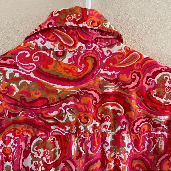 Vintage paisley Tommy Hilfiger button up blouse orange pink size small retro - Picture 9 of 11
